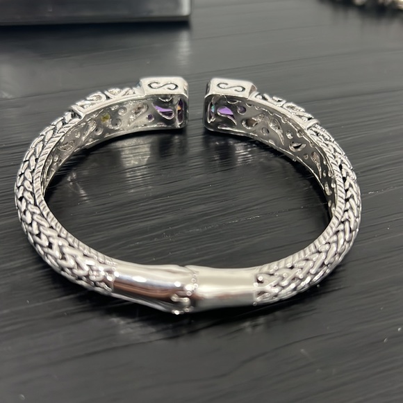 Silver tone Hinged Purple stone Bracelet - Picture 3 of 4